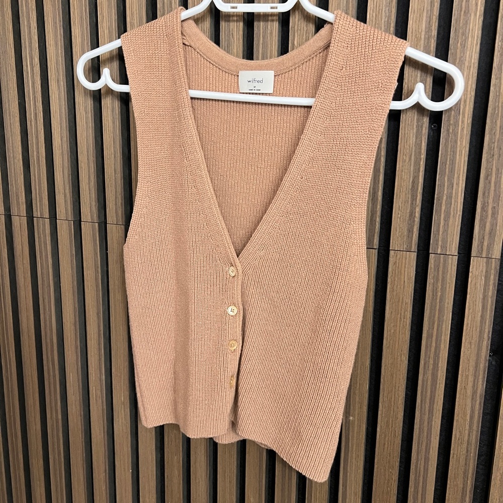Aritzia Wilfred Tan Knit Sleeveless Top